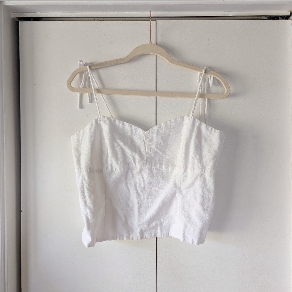 Linen Blend Tie Strap Top
